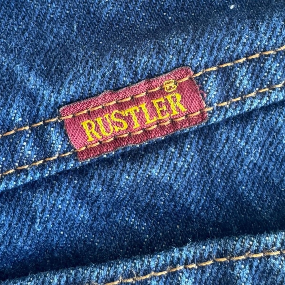 Rustler Jeans Dark Wash Blue High Waisted Western Cowgirl Vintage 25